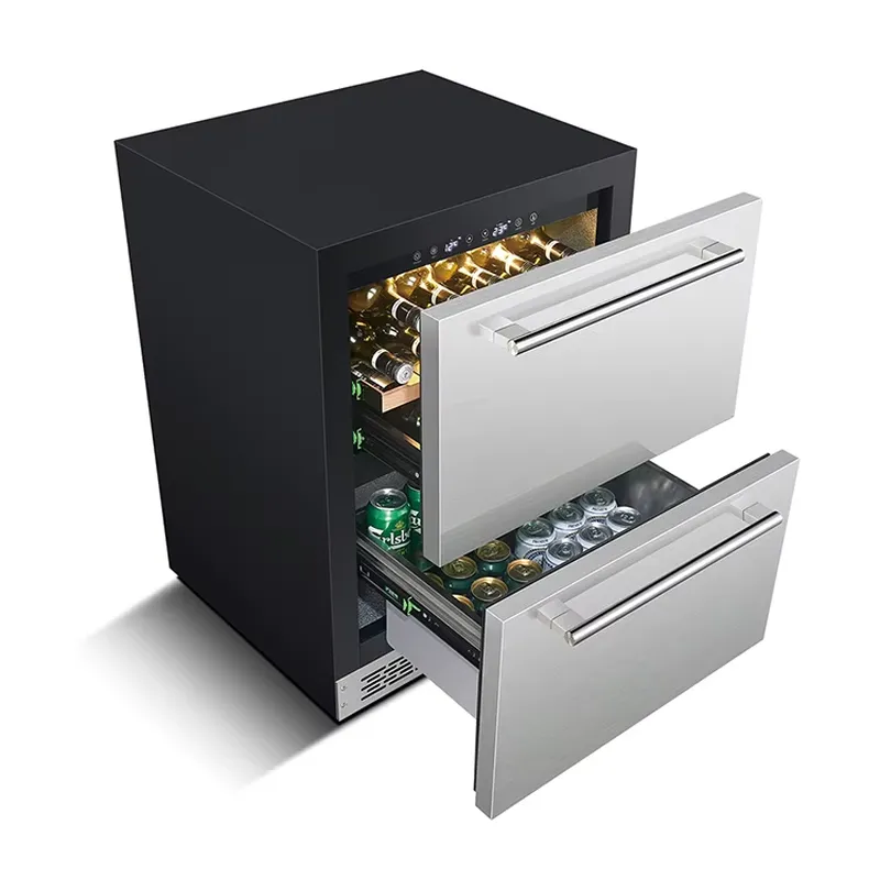Wine Beer Dual Zone - Черный прочный встраиваемый холодильник из нержавеющей